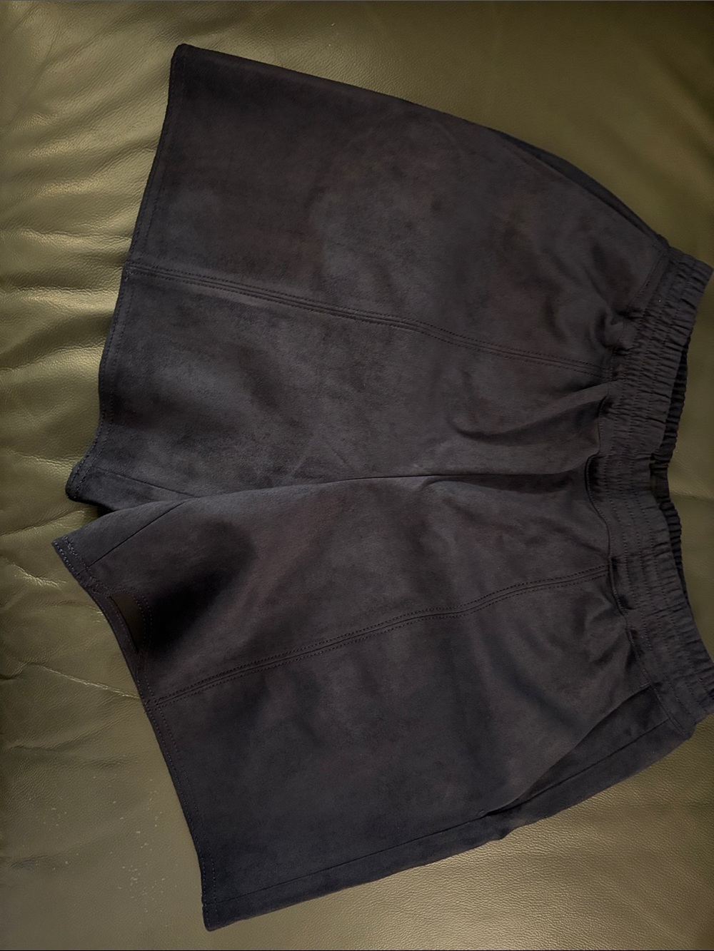 Babaton Navy Sueded Shorts with Elastic Waist